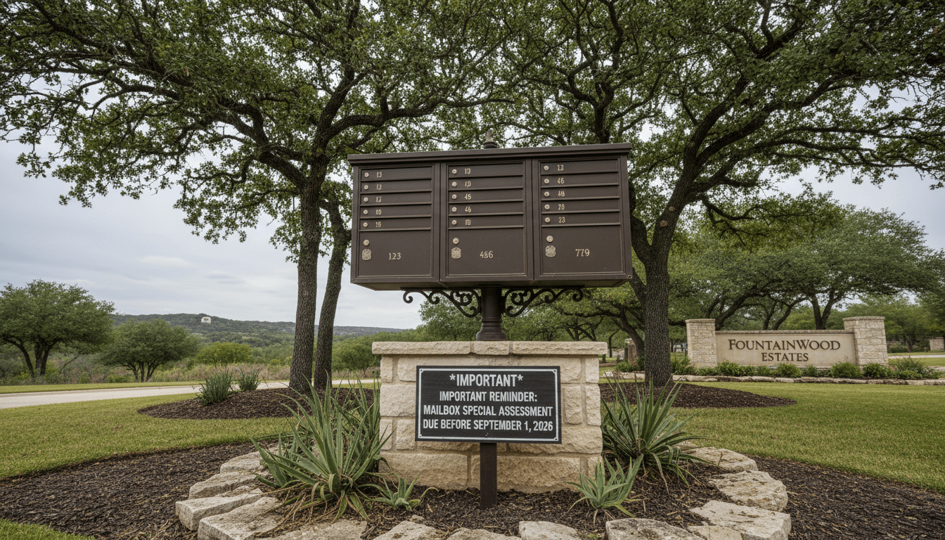 *IMPORTANT* Important Reminder: Mailbox Special Assessment Due Before September 1, 2026